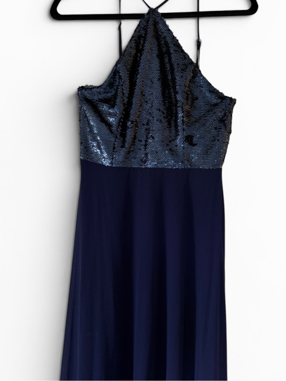 Navy Sequin Halter Formal Gown Maxi Dress Medium - Picture 4 of 7